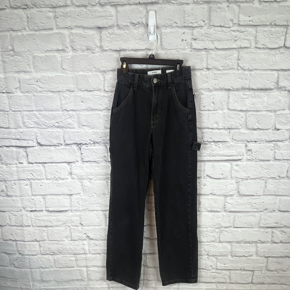 Cotton On Y2K Grunge Black Denim Carpenter Jeans Size 0 Skater Streetwear